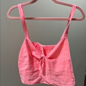 Pink Tie-Front Crop Top